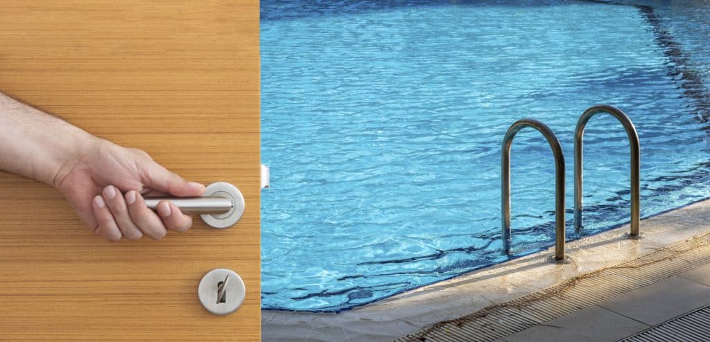opens door on pool